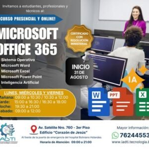 MICROSOFT OFFICE 365: WINDOWS, WORD, EXCEL, POWER POINT, Y INTERNET